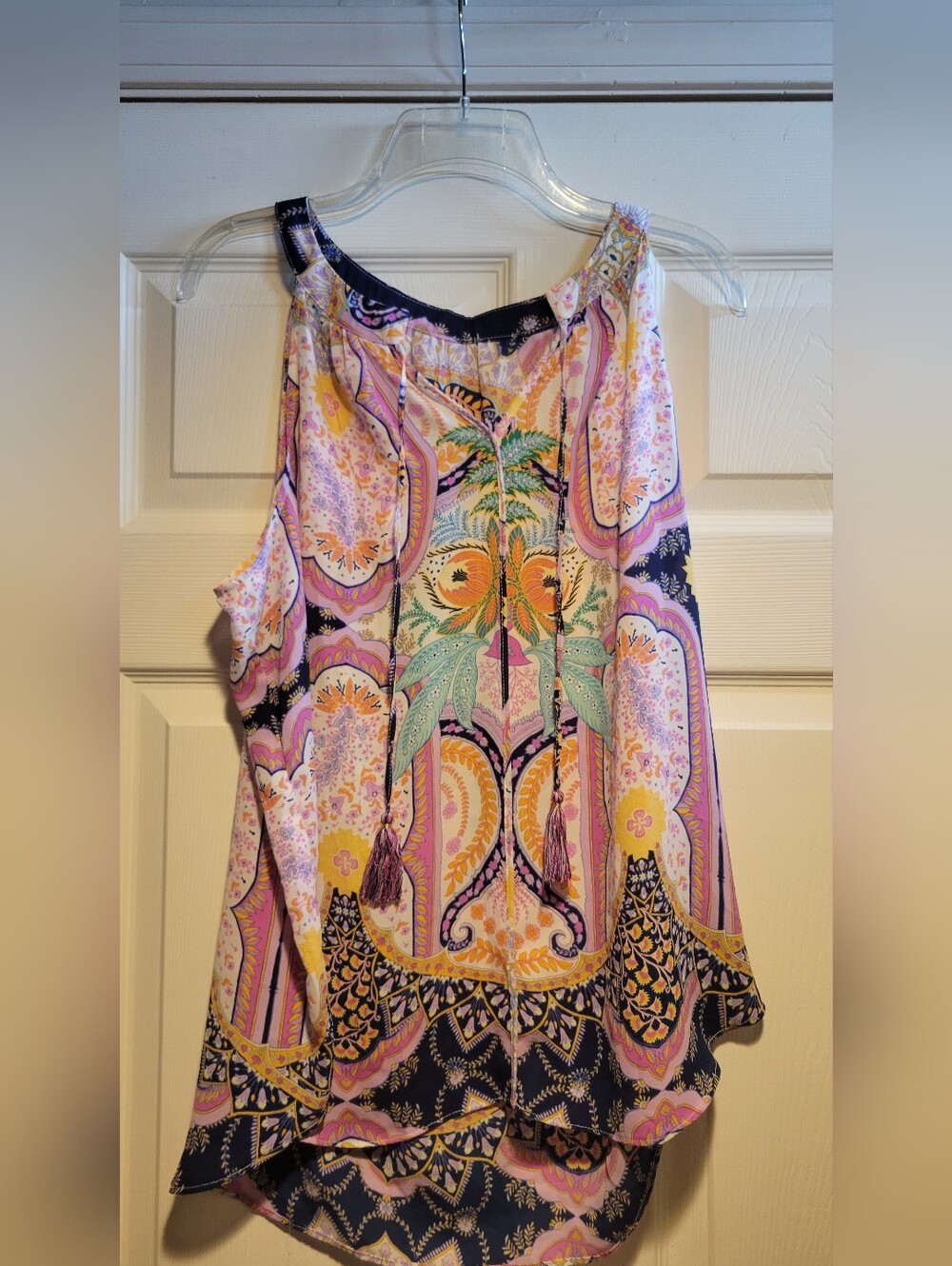 Women’s Sleeveless Printed Shell Top - Pink Multi